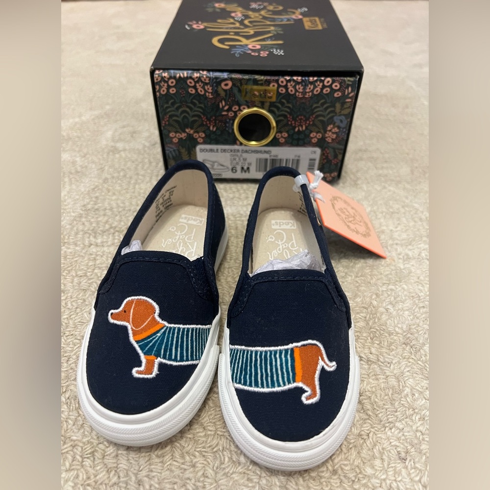 Keds x Rifle Paper Co double decker dachshund toddler size 6